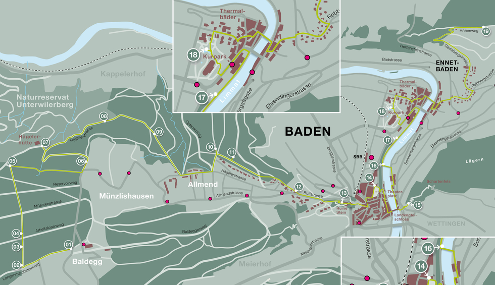 Stadt Baden Illustration Karte 